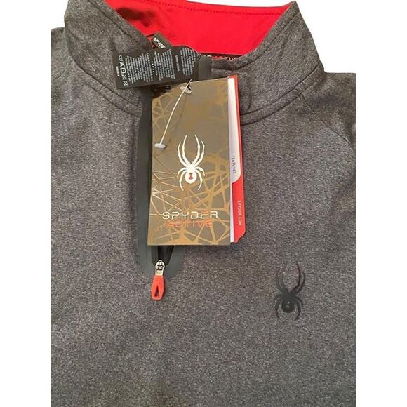 NWT Spyder Active Zip Black Red Long Sleeve Athletic Large Breathable Quick Dry - Picture 2 of 11